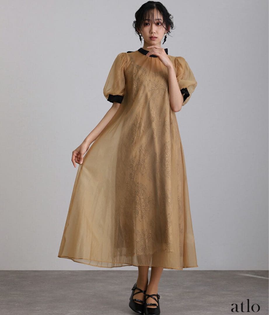 シースルードレス Aラインドレス 結婚式ドレス お呼ばれ シアードレス