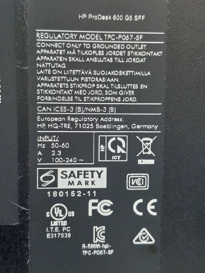 HP ProDesk 600 G5 SFF デスクトップPC