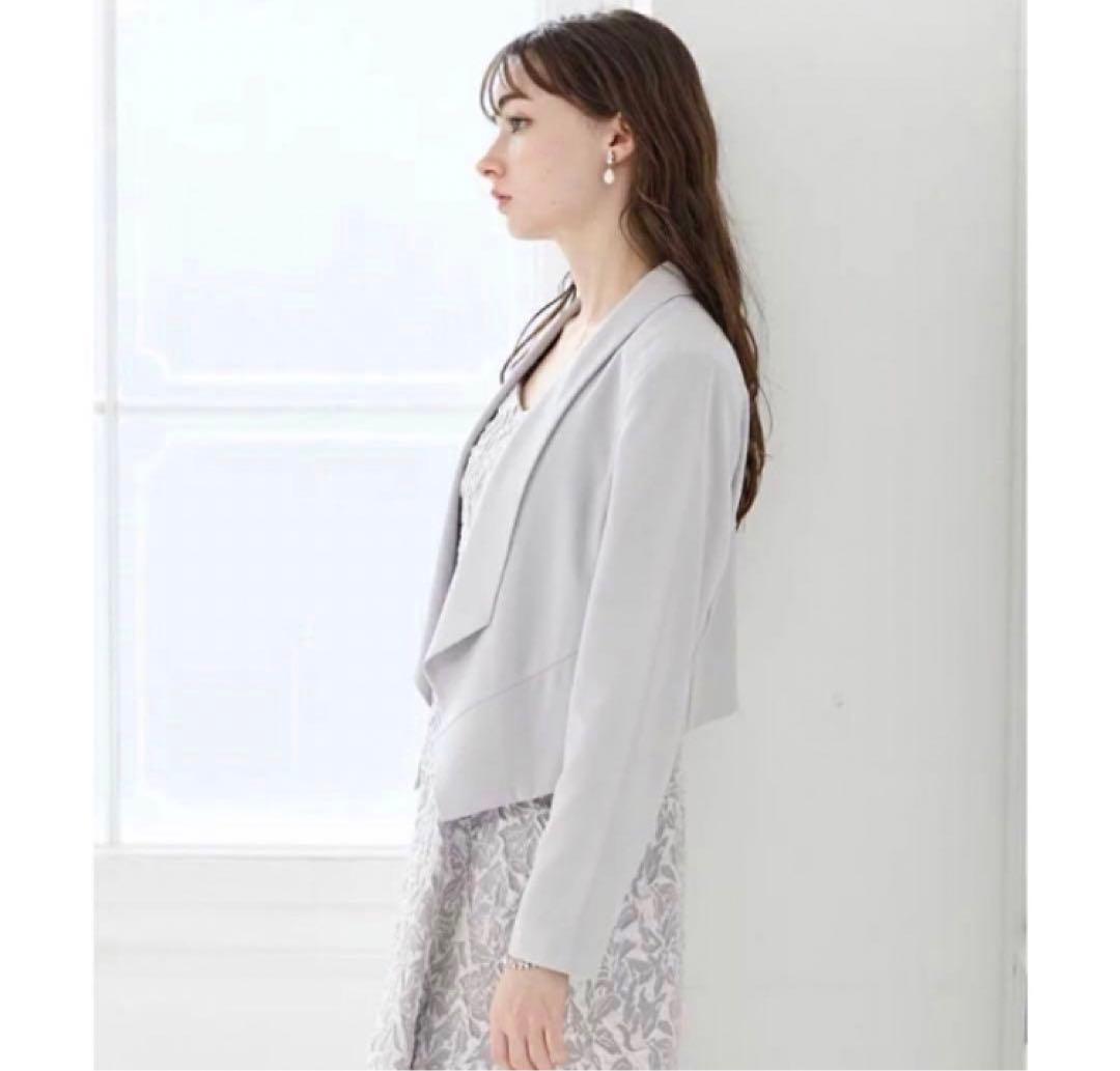 【人気】エメ　ショールカラージャケット　フォーマル　テーラード　長袖グレージュL