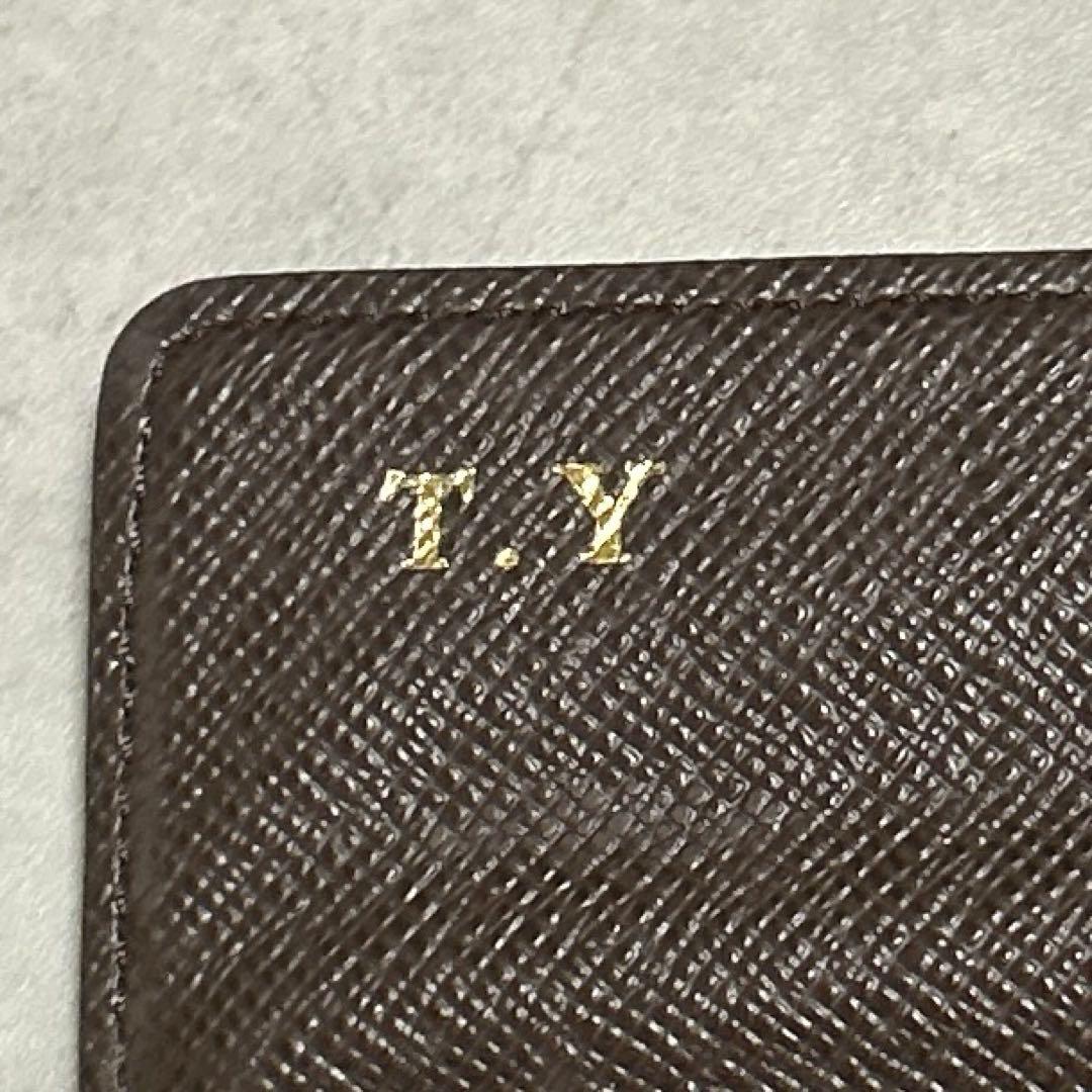 ルイ・ヴィトン ポルトフォイユ・サラ ダミエ・エベヌ 長財布 イニシャル刻印あり
