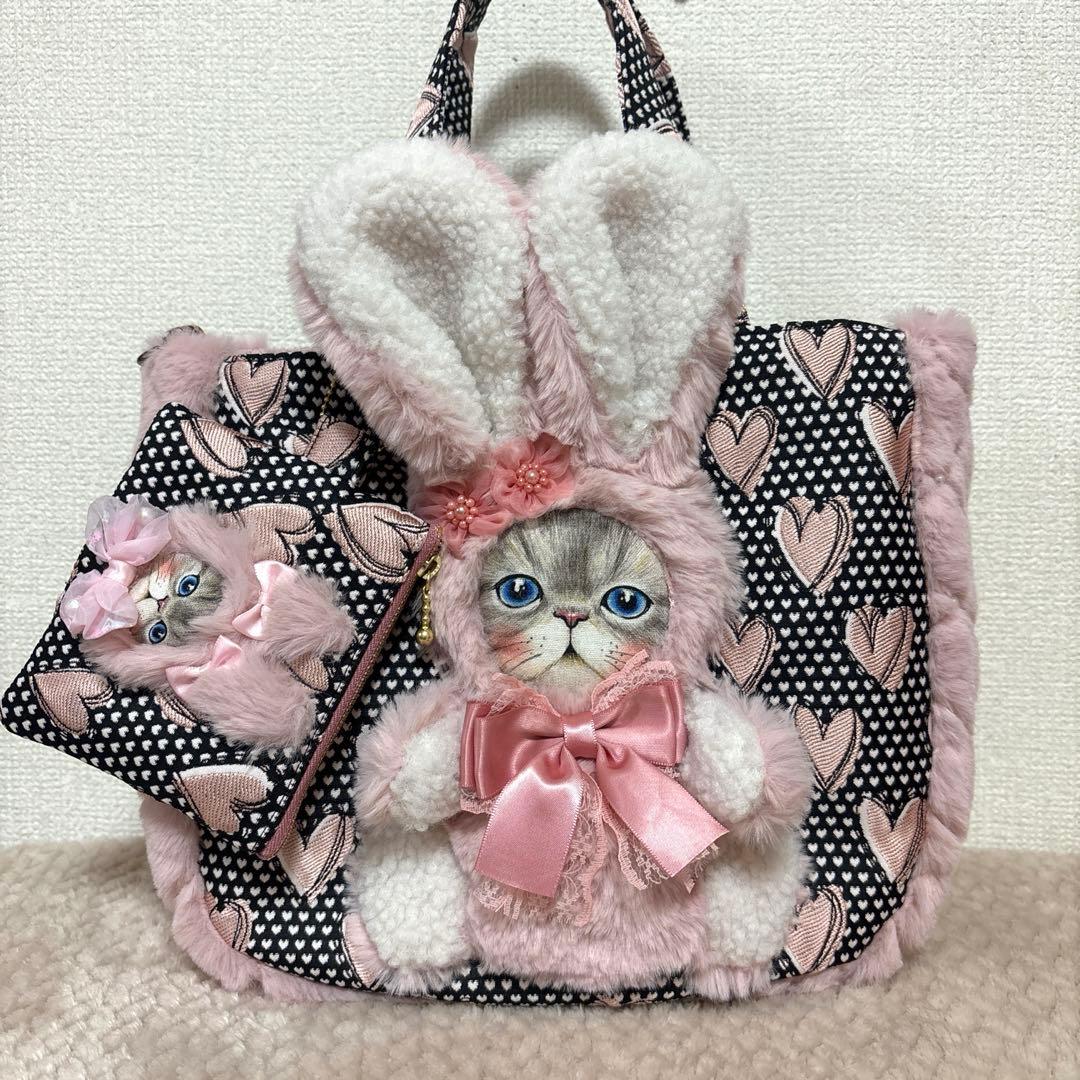 コヤンイサムチョン　ふわモコうさぎルミちゃん　ラウンドトート＆ミニポーチ