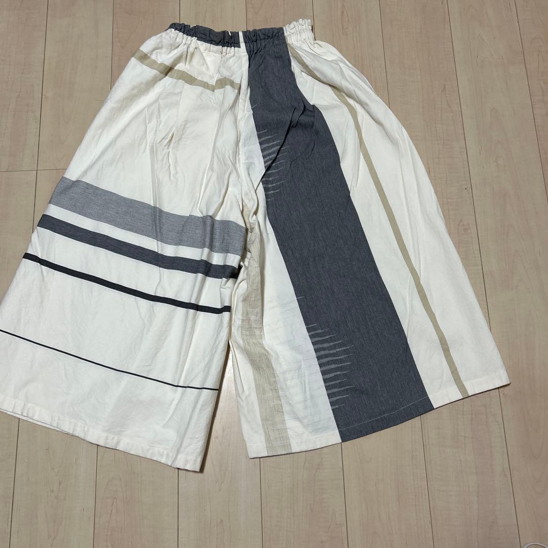 Tamaki niime タマキニイメ　ワイドパンツ　コットン　ホワイト　グレー