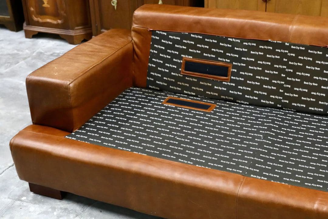 【ACTUS】総本革 レザー 2.5人掛けソファ