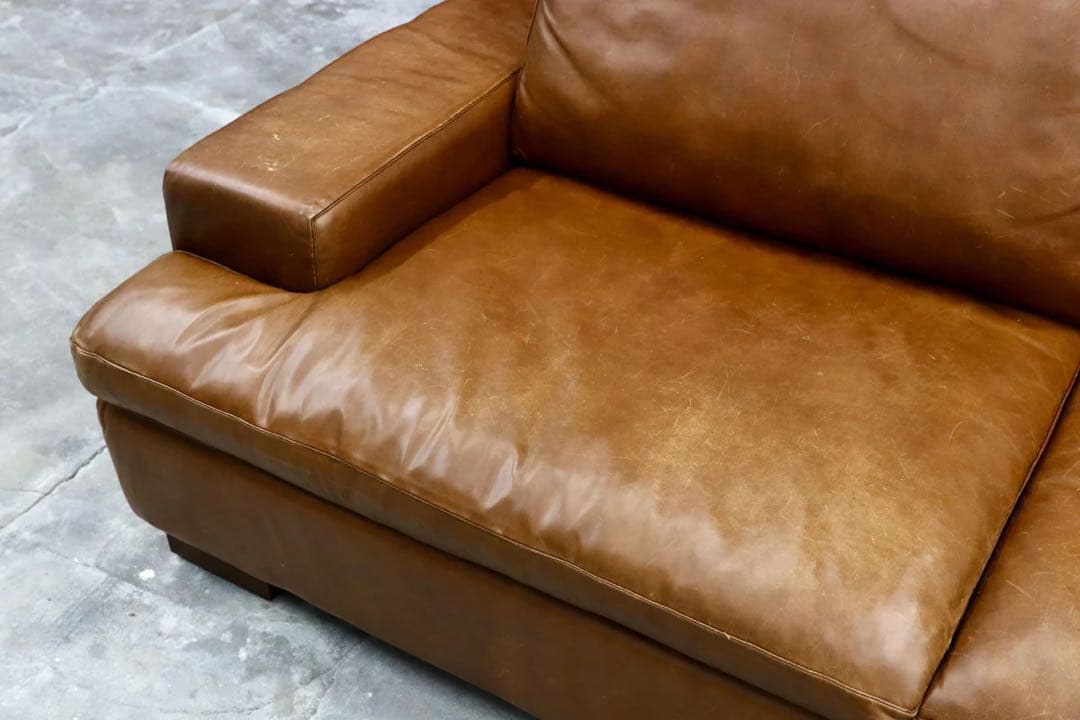 【ACTUS】総本革 レザー 2.5人掛けソファ