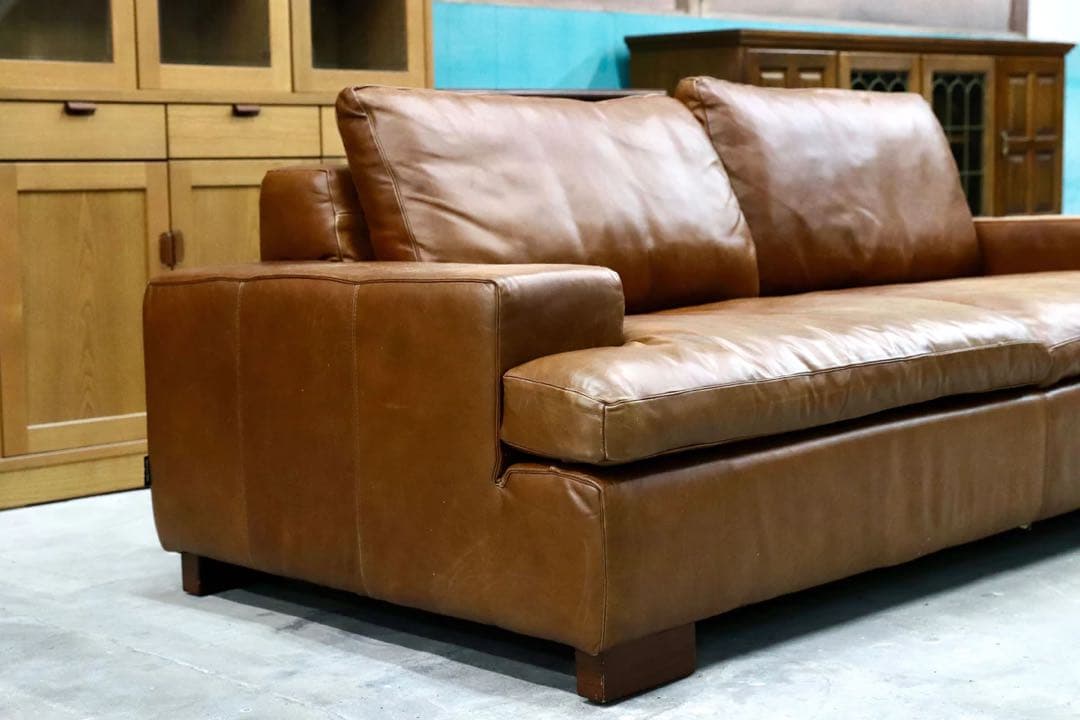 【ACTUS】総本革 レザー 2.5人掛けソファ