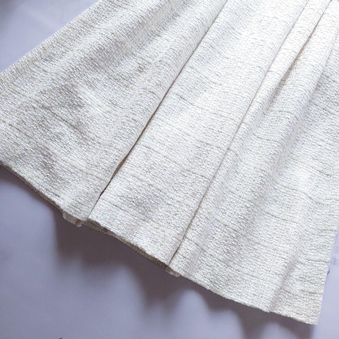 近年 チェスティ ツイード刺繍ロングワンピース チェック 花柄 ホワイト 0