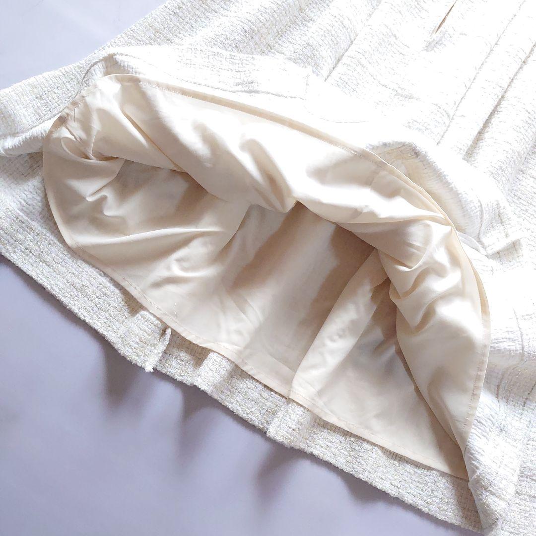 近年 チェスティ ツイード刺繍ロングワンピース チェック 花柄 ホワイト 0