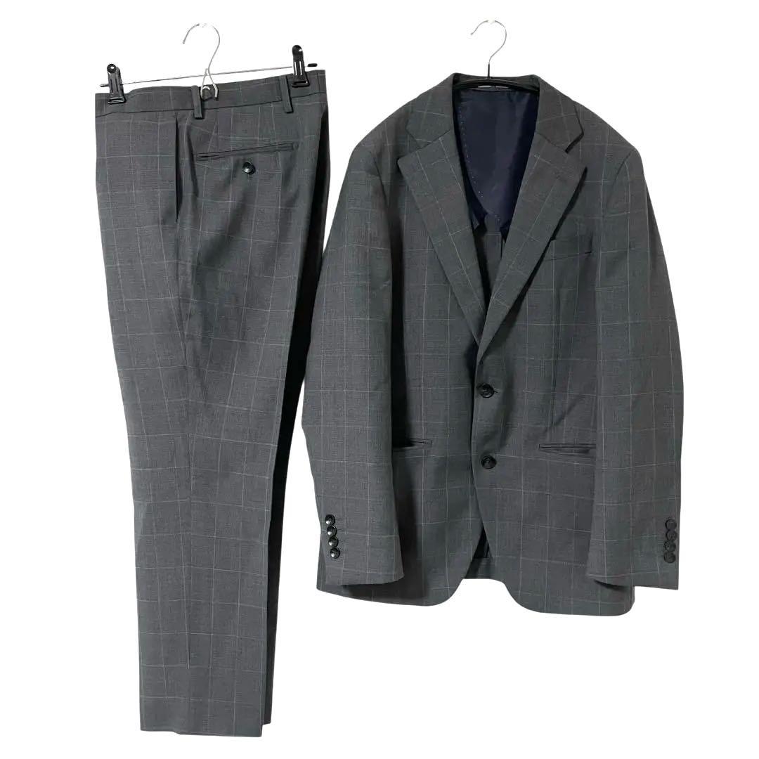 美品 スーツセレクト ビジネススーツ セットアップ ウィンドーペンチェック A5