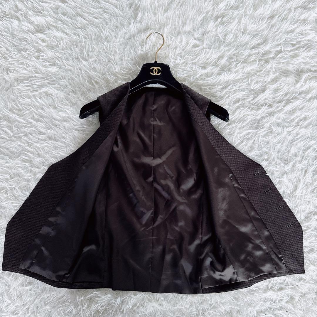 【スーツセレクト】スリーピース スーツ ブラウン 千鳥柄 Y4サイズ