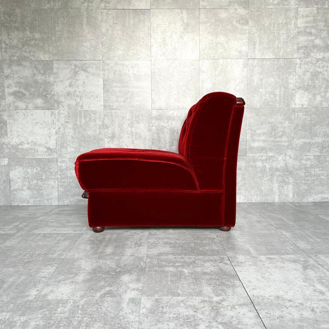 【1980's vintage】ベルベット チェスターフィールド 1Pソファ