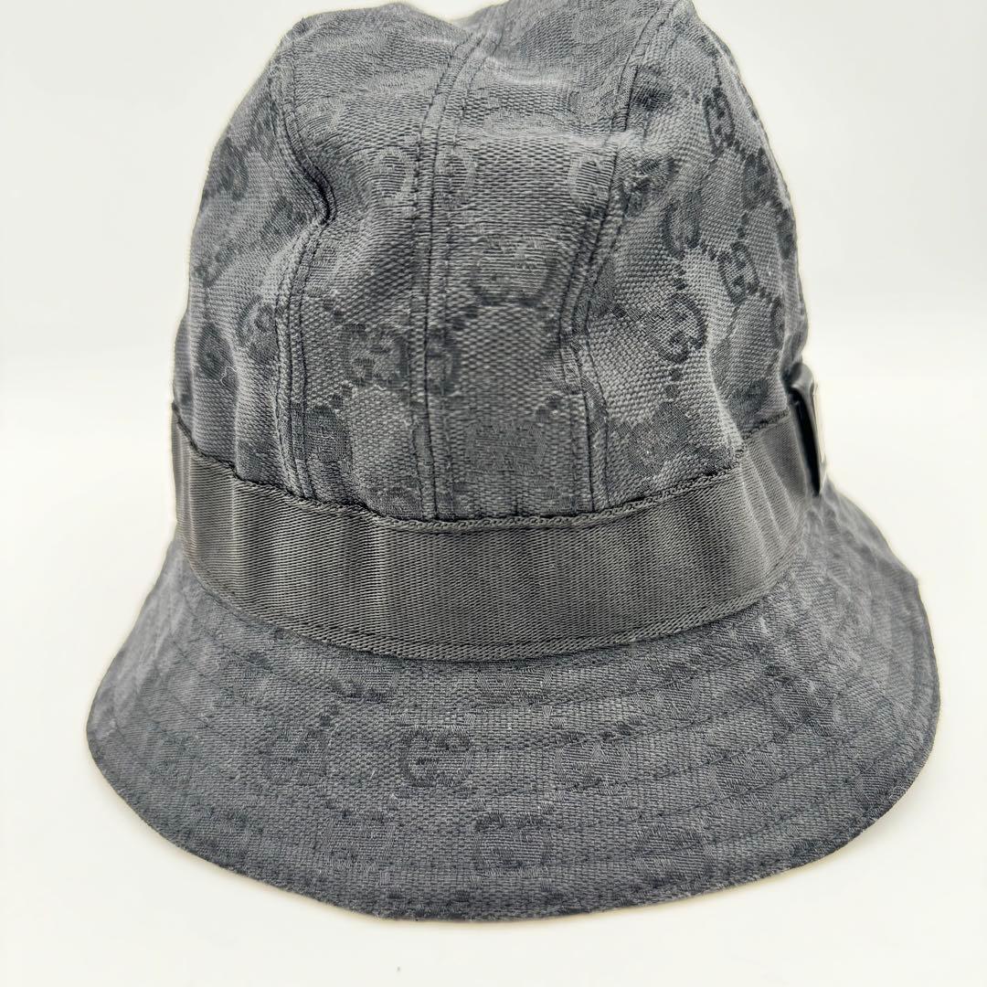 GUCCI グッチ　バケットハット　ブラック　GG柄　Mサイズ