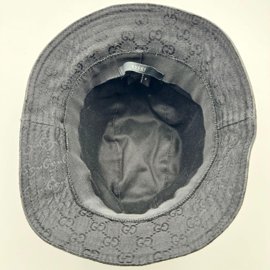GUCCI グッチ　バケットハット　ブラック　GG柄　Mサイズ