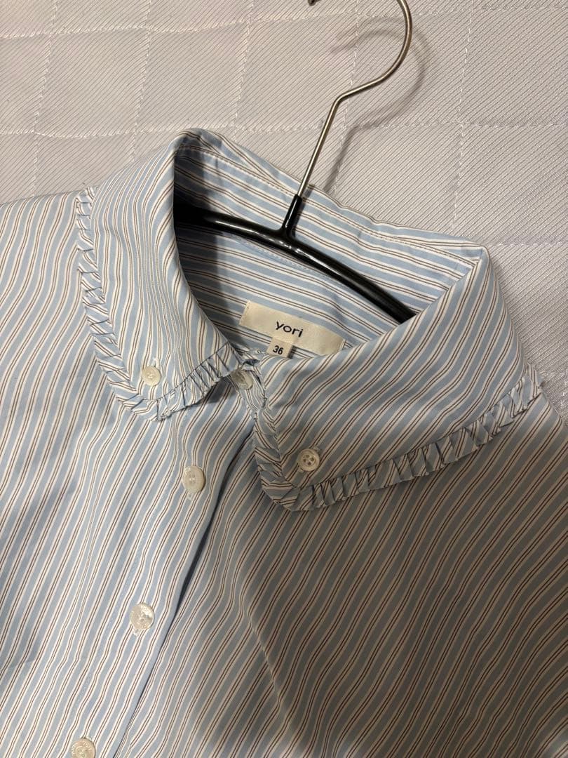 yori★2025ss フリルストライプシャツ36