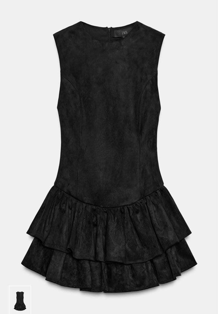 ZARAフリル付きノースリーブミニワンピース