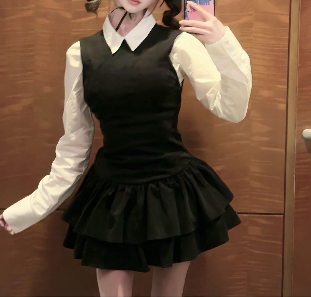 ZARAフリル付きノースリーブミニワンピース