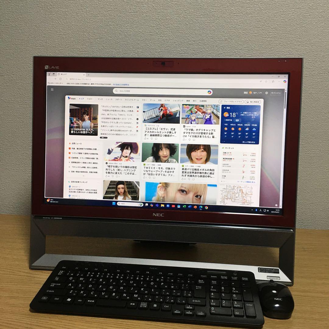 NEC 一体型 デスクトップ Win11 新品SSD搭載 地デジ カメラ 取説