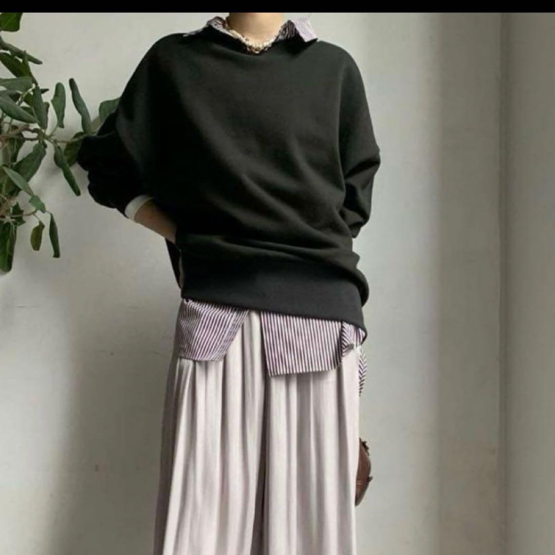 新品　doudou メッセージ2WAYビッグプルオーバー チャコールグレー