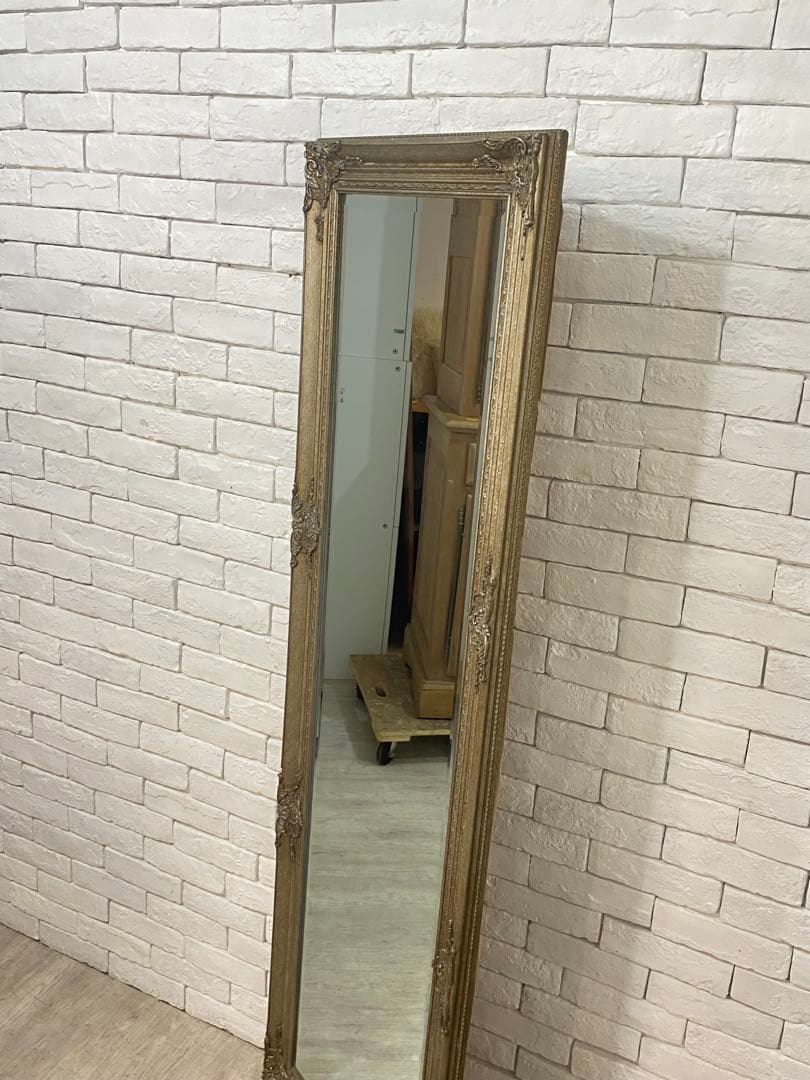 【東京都内23区配送無料】アンティーク　鏡　ミラー　姿見　ビンテージ　什器　店舗