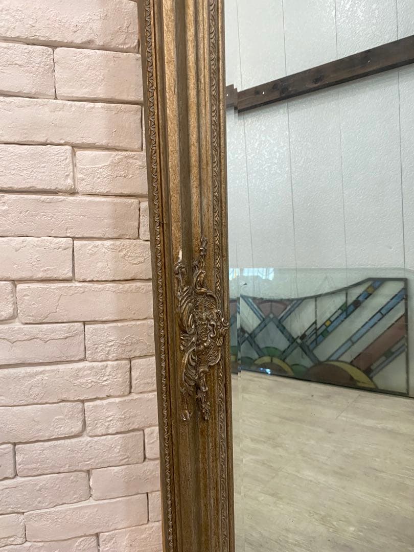 【東京都内23区配送無料】アンティーク　鏡　ミラー　姿見　ビンテージ　什器　店舗