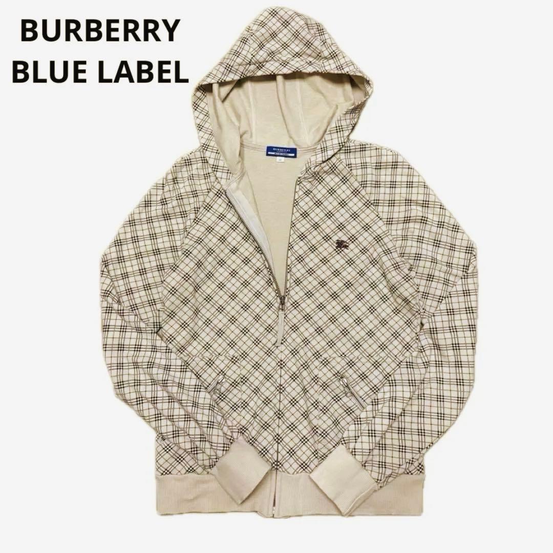希少 バーバリーブルーレーベル　ノバチェック　ジップアップ　パーカー