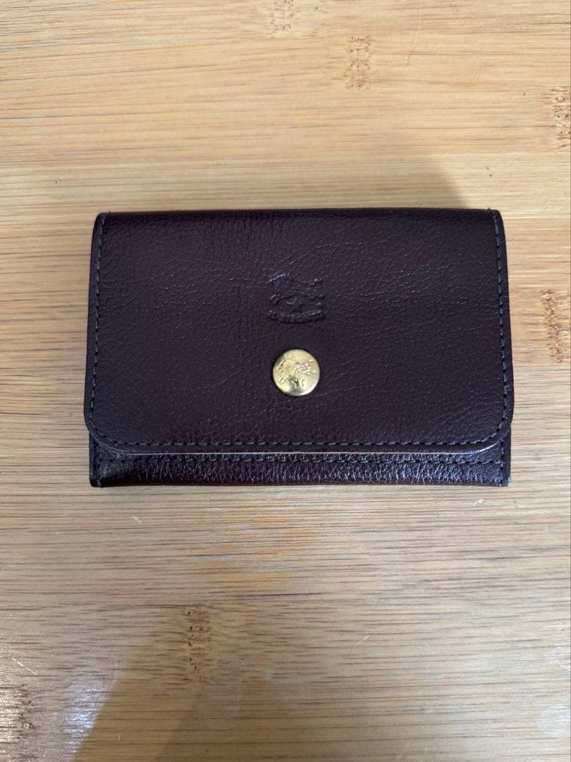 IL BISONTE ダークブラウン レザー 名刺入れ ボタン留め式