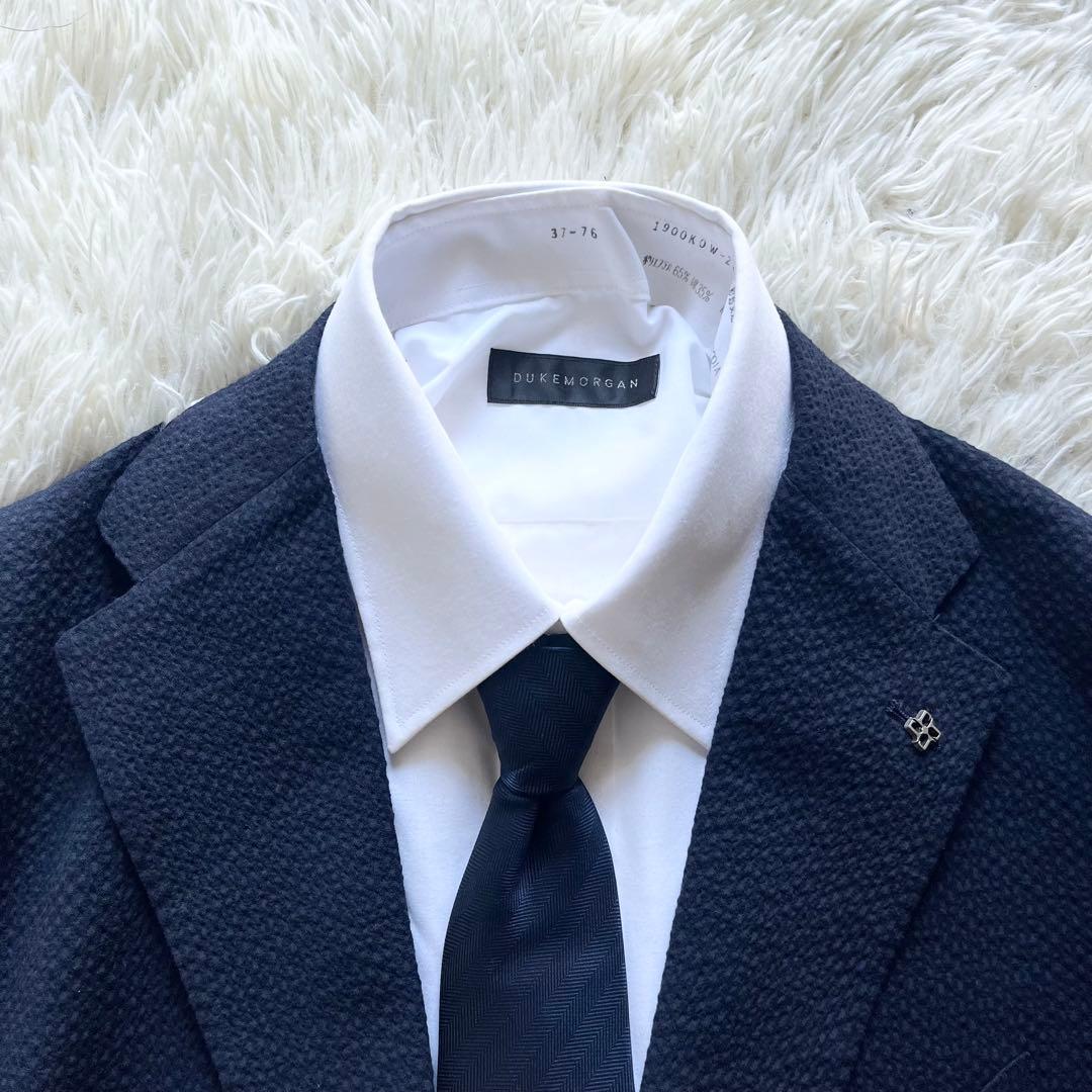 <極美品>TAGLIATORE 新ロゴ ネイビー シアサッカー ジャケット 48