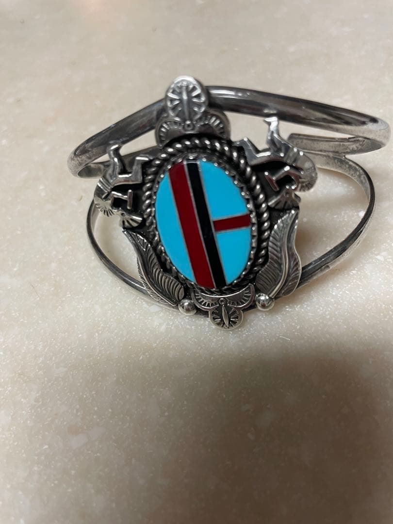 エナメル装飾 シルバーバングル