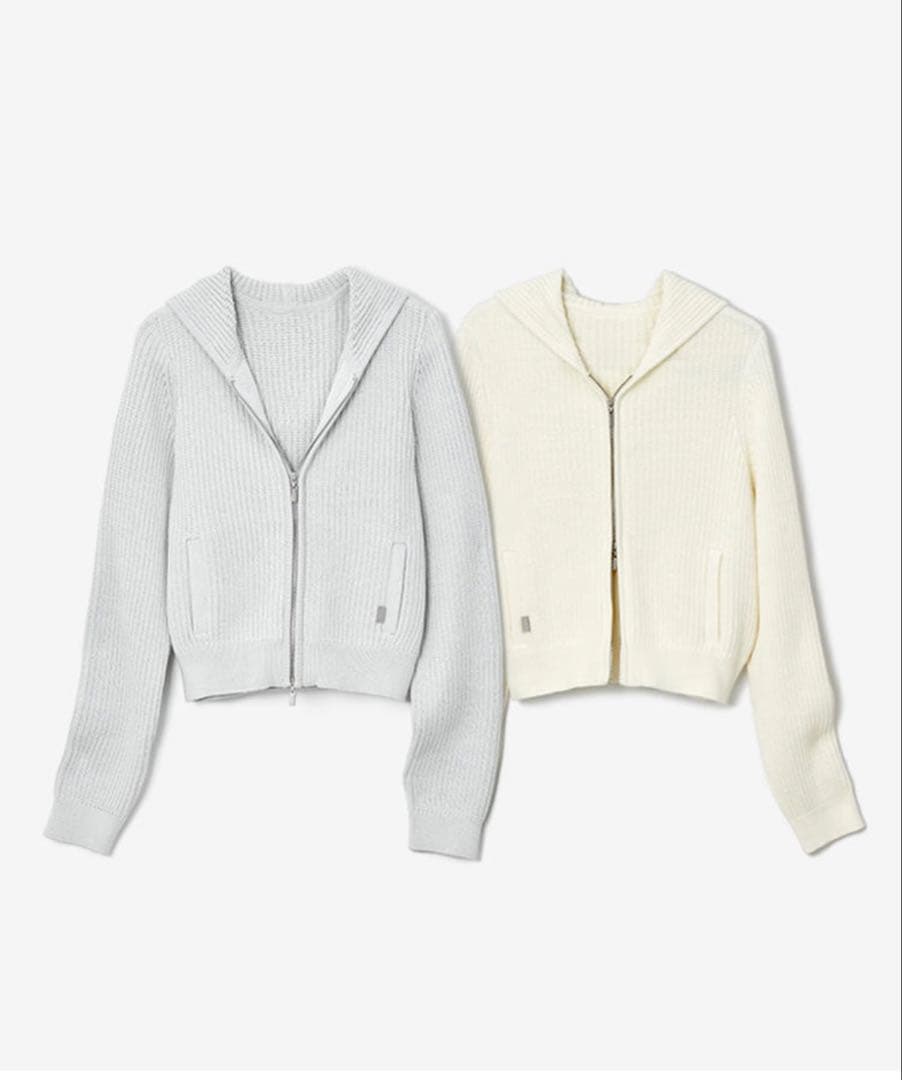 美品　FOXEY HoodieFan シルク混　ダブルジップ　パーカー