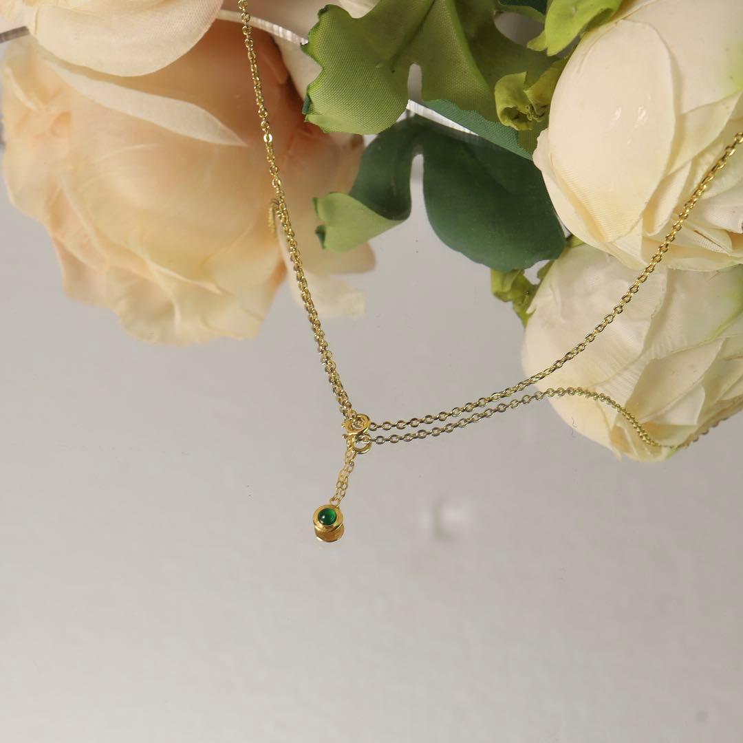 セール！G076ゴールド18K ミャンマーAジェイド本翡翠付きチェーンチャーム