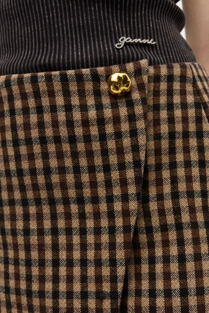 GANNI/ガニー】Check Wool Mix Skirt ミニスカート