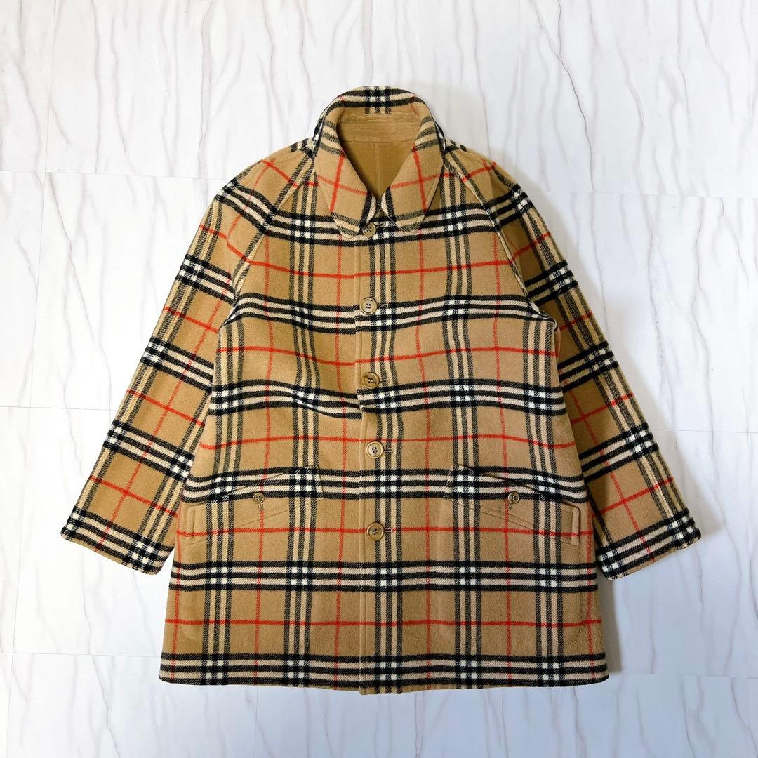 バーバリー リバーシブルコート ダブルフェイス ウール ノバチェック ベージュ