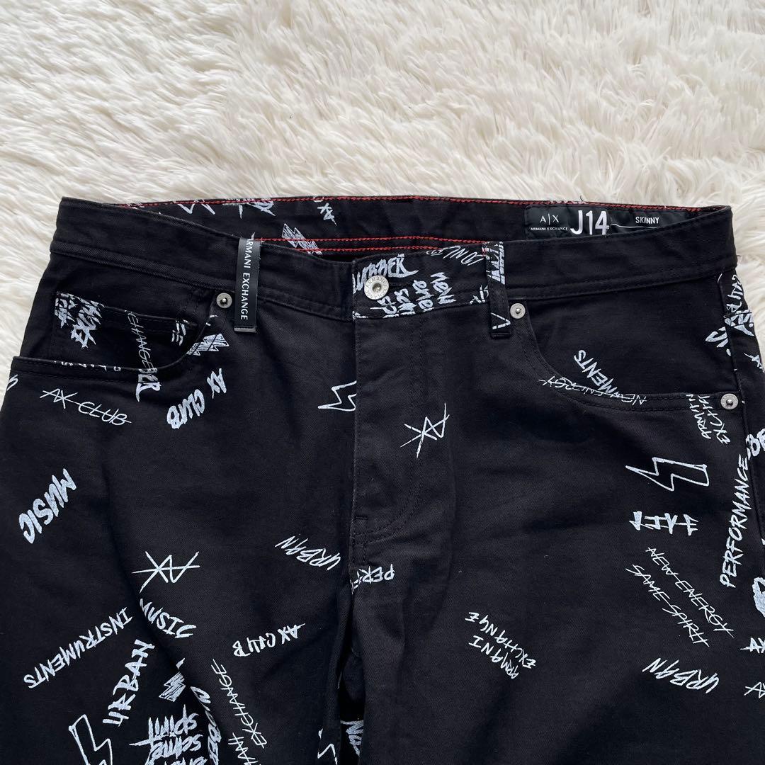 極美品✨アルマーニエクスチェンジ　デニムパンツ　ストレッチ　イーグル　黒　XL