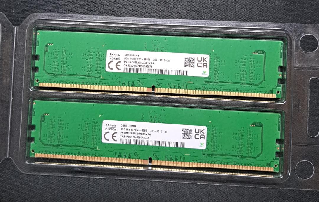 SK hynix DDR5 UDIMMメモリ 8GB×2 4800MHz