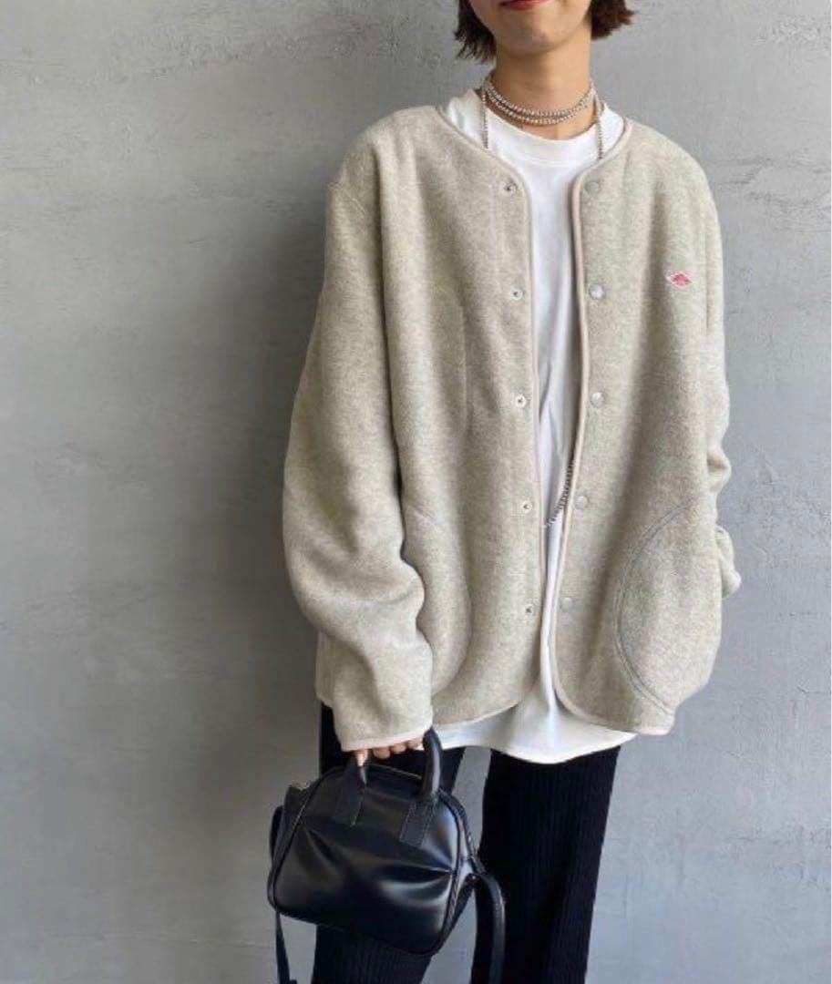 DANTON/ダントン　フリース ノーカラーカーディガン　マーブル38