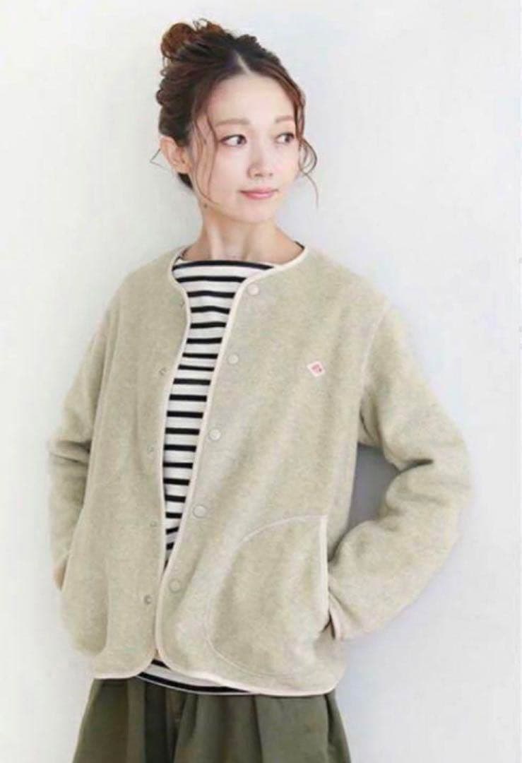 DANTON/ダントン　フリース ノーカラーカーディガン　マーブル38