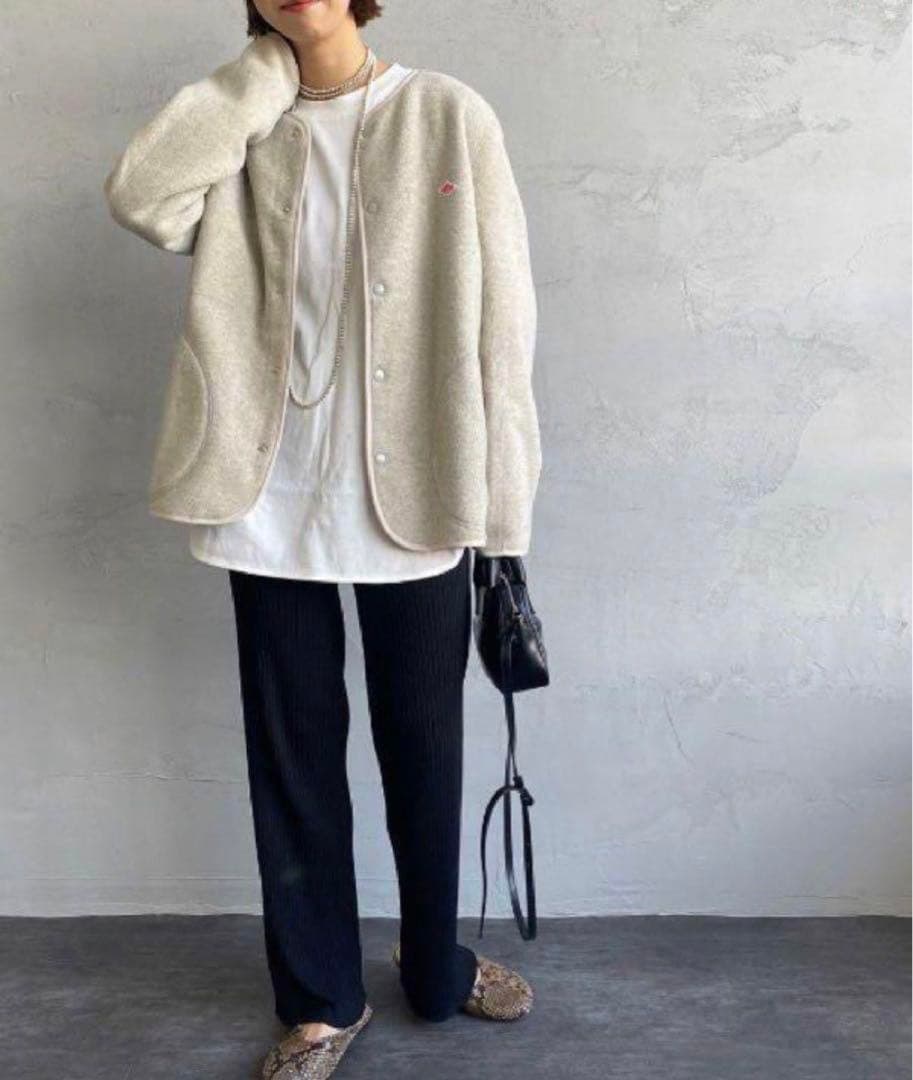 DANTON/ダントン　フリース ノーカラーカーディガン　マーブル38