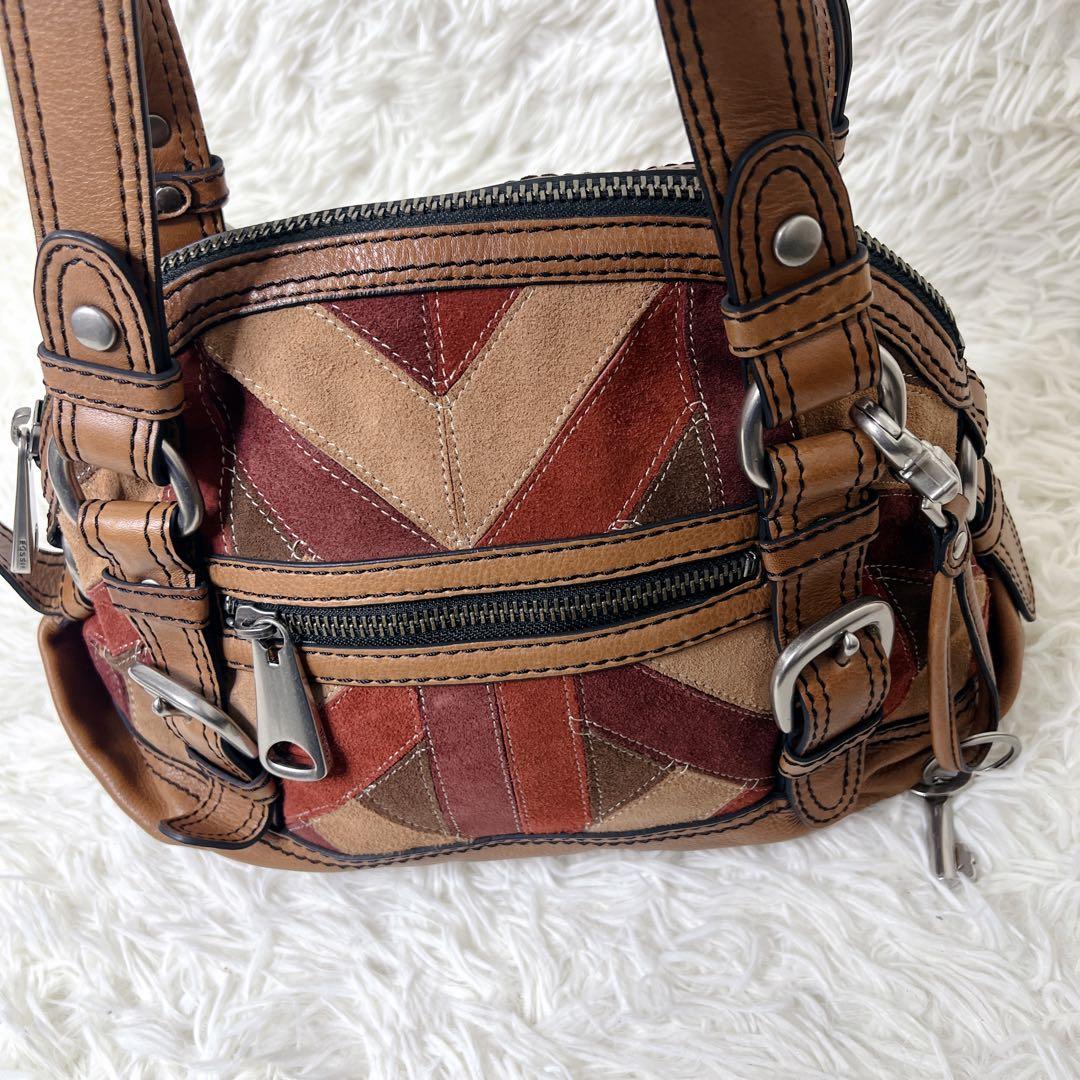 バッグ FOSSIL Y2K Patchwork Suede Leather Bag