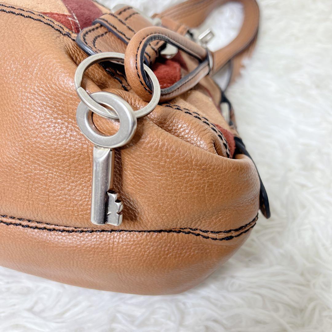 バッグ FOSSIL Y2K Patchwork Suede Leather Bag
