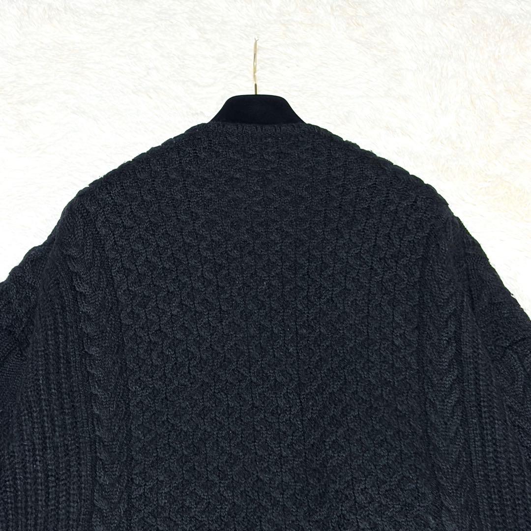 美品 BATONER バトナー ウールアルパカ ケーブルカーディガン 黒