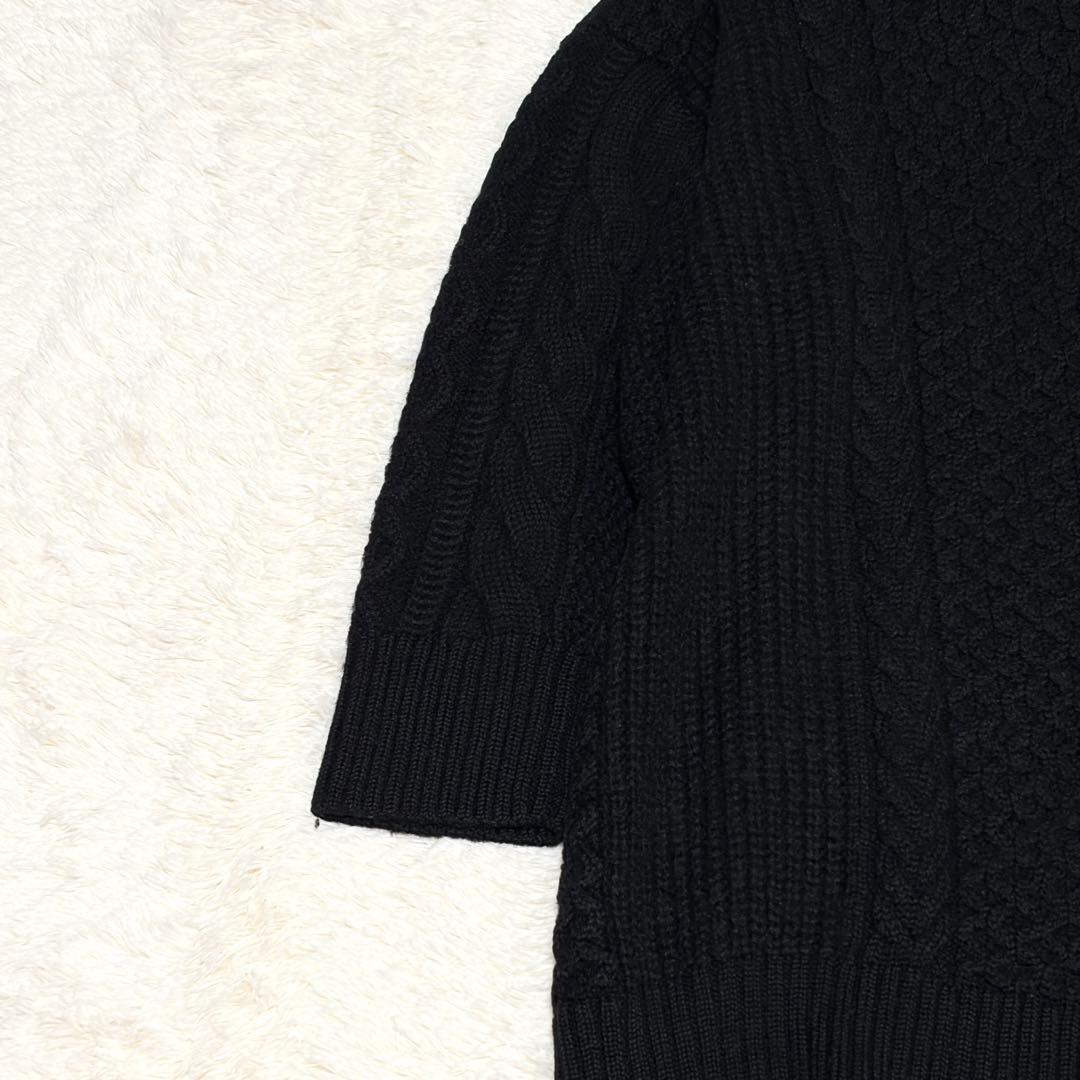 美品 BATONER バトナー ウールアルパカ ケーブルカーディガン 黒