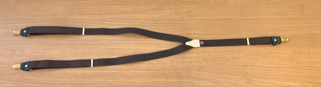  THURSTON 2.5cm ヘリンボーン サスペンダー ブラウン