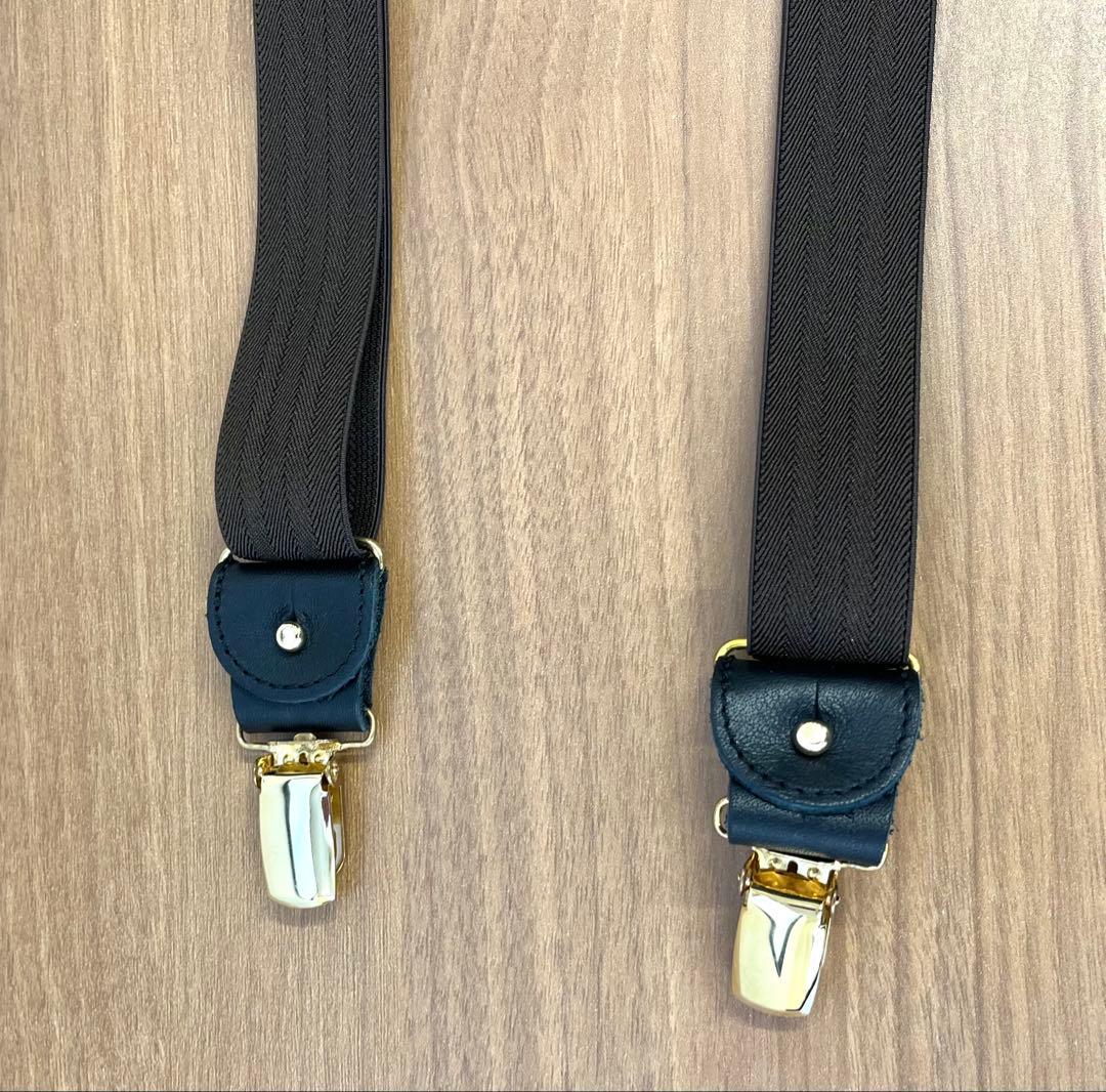  THURSTON 2.5cm ヘリンボーン サスペンダー ブラウン