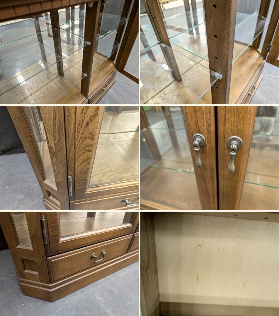 美品　北海道 旭川家具　日光産業　照明付　サイドボード　飾り棚　キャビネット