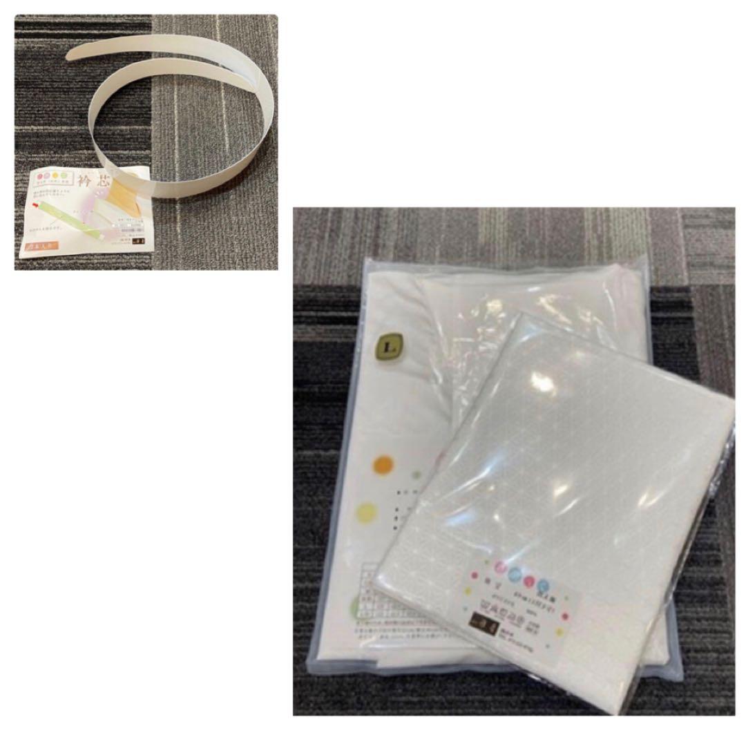 【替袖付き】衿秀 き楽っく長襦袢 袷用　Lサイズ/替袖【麻の葉小】/衿芯セット