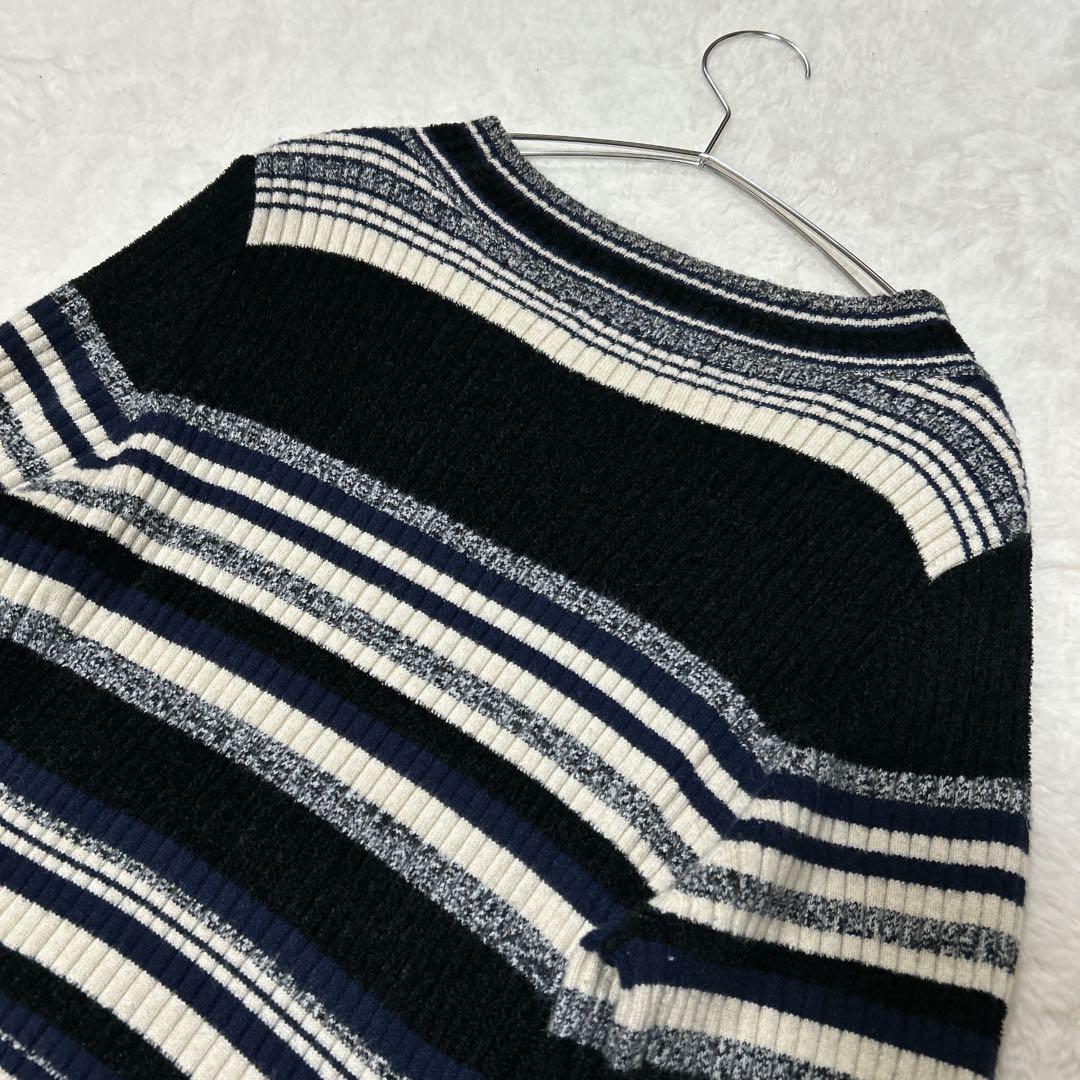 ココディール　マルチボーダーフレアニットワンピース