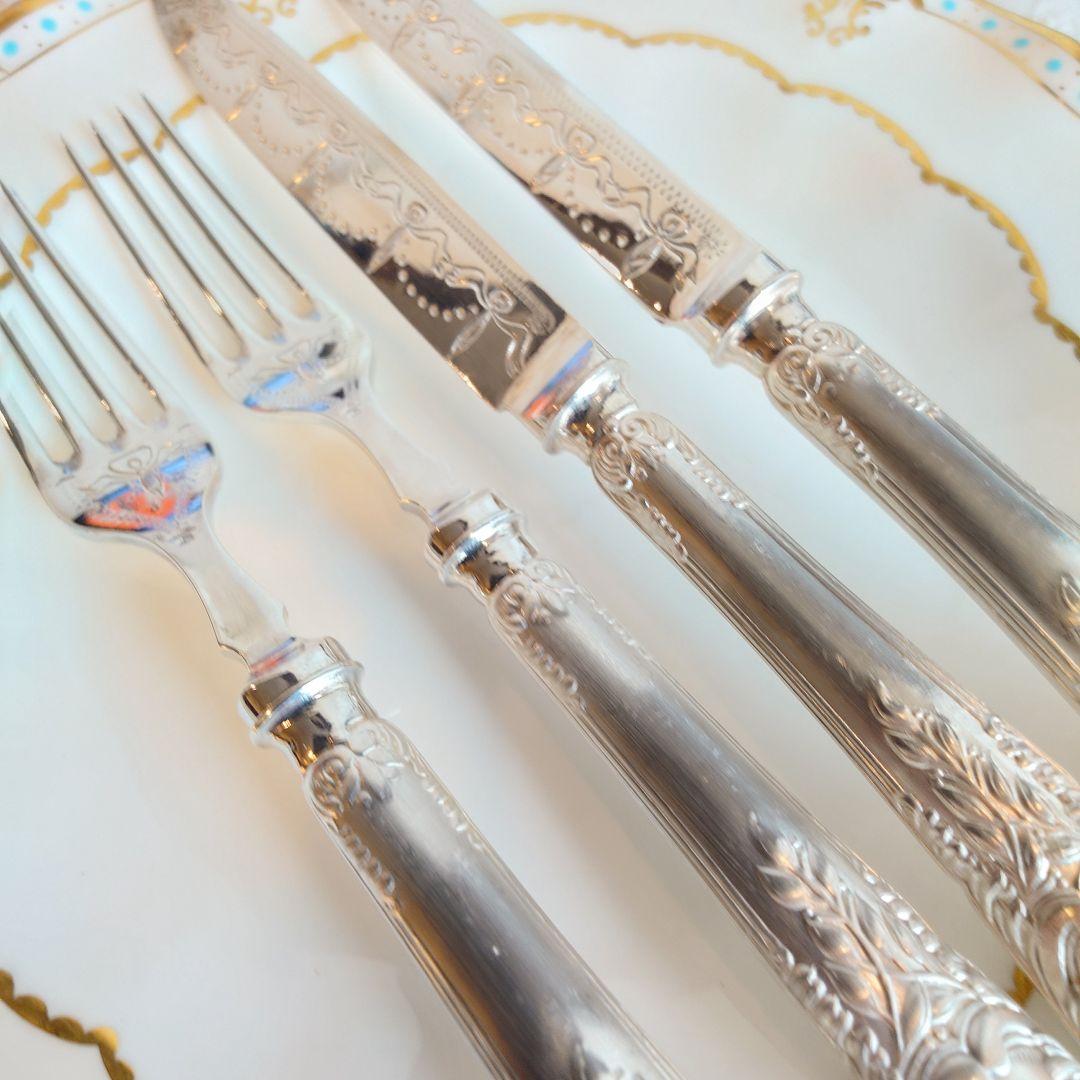 イギリス　アンティーク　シルバー　カトラリーセット　ナイフ　フォーク