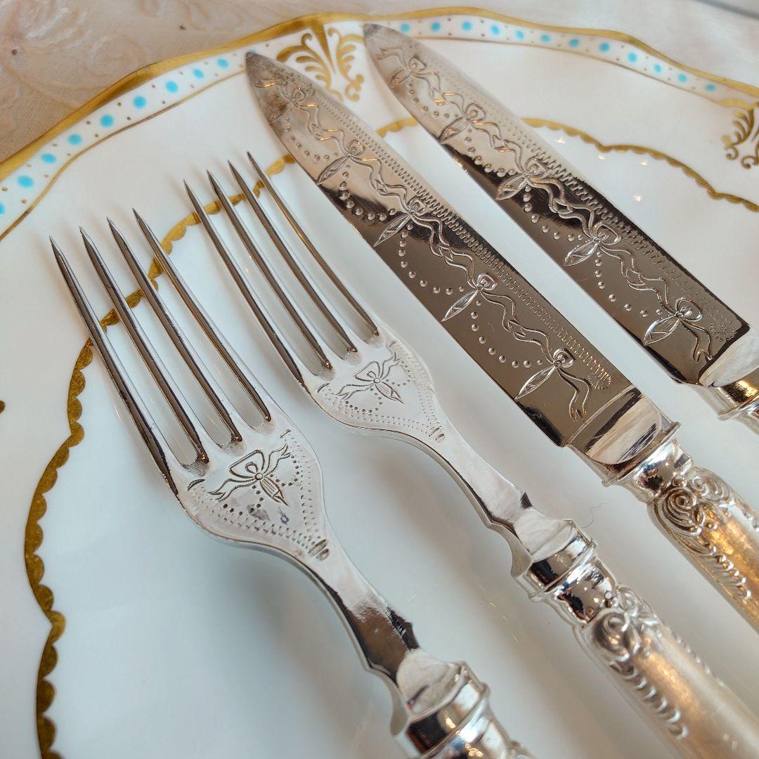 イギリス　アンティーク　シルバー　カトラリーセット　ナイフ　フォーク