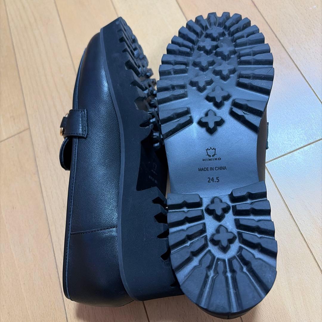 HIMIKO 卑弥呼ブラック厚底ローファー24.５センチ