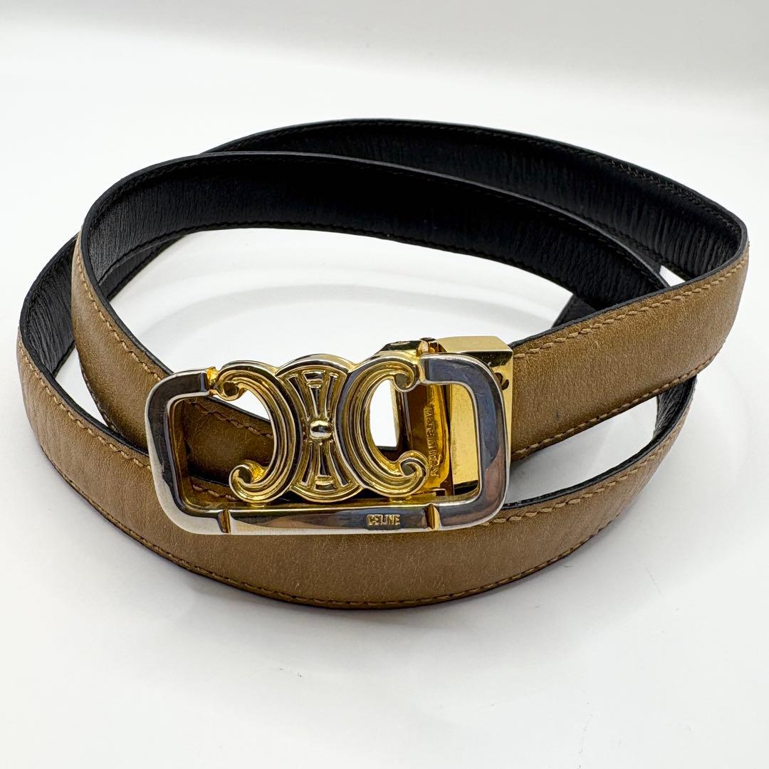 ★まゆこ★ CELINE トリオンフ ベルト リバーシブル 黒×ブラウン