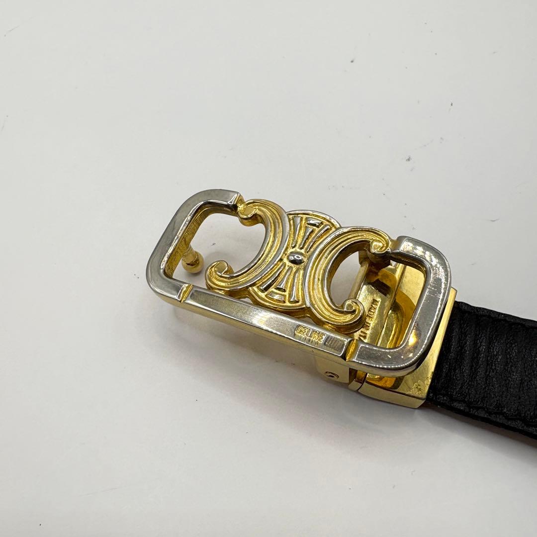 ★まゆこ★ CELINE トリオンフ ベルト リバーシブル 黒×ブラウン